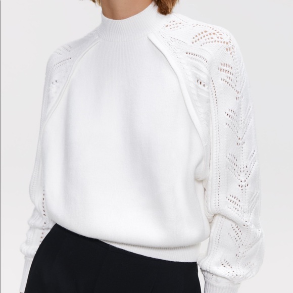 Zara pointelle sleeve sweater charcoal grey - Picture 6 of 9